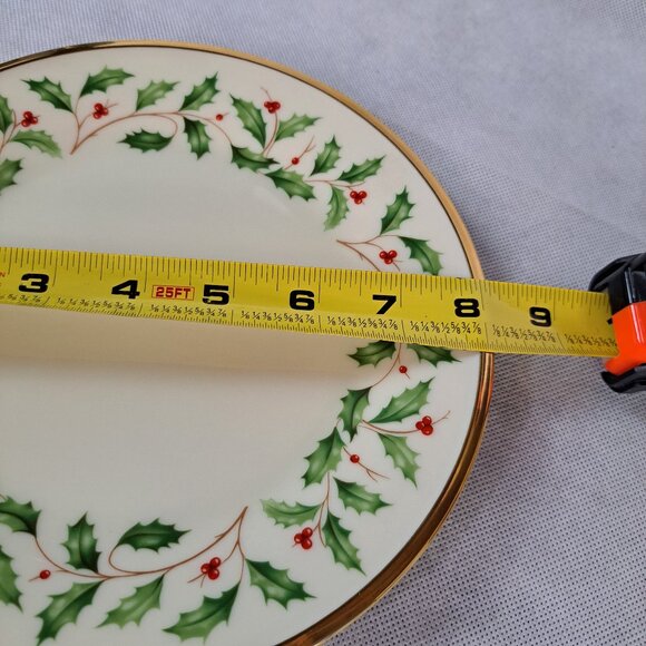 Lenox HOLIDAY Holly Berry Christmas Salad Plate Gold Trim 8" - Picture 6 of 6